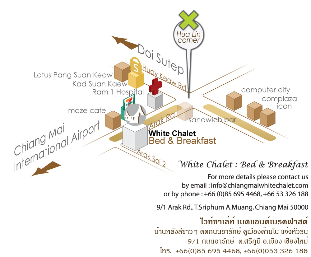 white chalet chiang mai guest house map